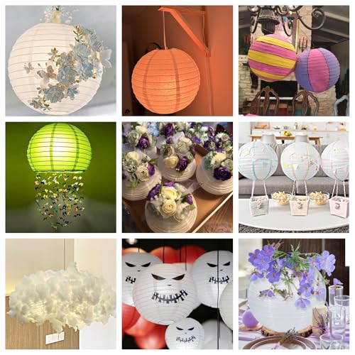 LIHAO 10 Inch White Round Paper Lanterns (10 Pack) - Image 5