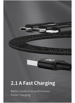 3 IN 1 Fast Charging Cable Nylon Braided USB to Type C and Lighting and Micro 1.2M Multiple Charging Cable for iPhone Series Samsung Series, iPad Pro, iPad Mini, MacBook Pro/Air/iPhone Black - pzsku/ZAB74371163F621D120C1Z/45/_/1735990178/9f51415f-39b4-4366-a50e-c4300c7f59d5