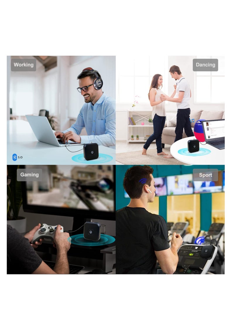 Bluetooth 5.0 Transmitter, Wireless Audio Adapter with APTX Low Latency, Stereo Sound Bluetooth Flight Transmitter, Bluetooth Dongle for TV to Headphone with 3.5mm or RCA Jack - Image 2