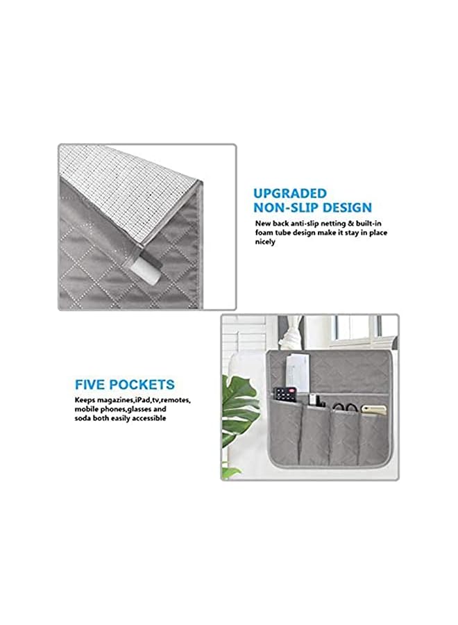 The Bros Sofa Armrest Organizer, Armchair Caddy Remote Control Holder for Recliner Couch, Arm Chair Caddy Anti-Slip Armchair Storage Bag with 5 Pockets for Magazine, Tablet, Phone, iPad, Grey - Image 5