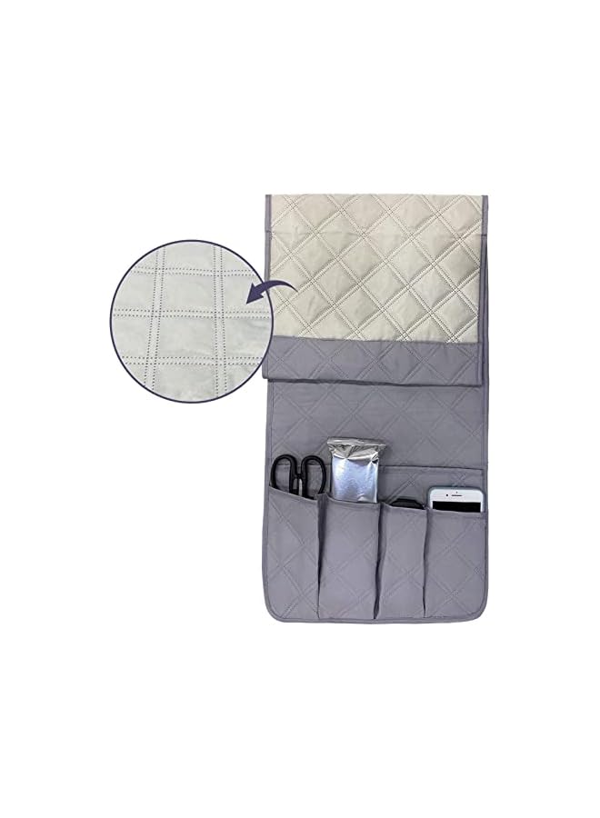 The Bros Sofa Armrest Organizer, Armchair Caddy Remote Control Holder for Recliner Couch, Arm Chair Caddy Anti-Slip Armchair Storage Bag with 5 Pockets for Magazine, Tablet, Phone, iPad, Grey - Image 4