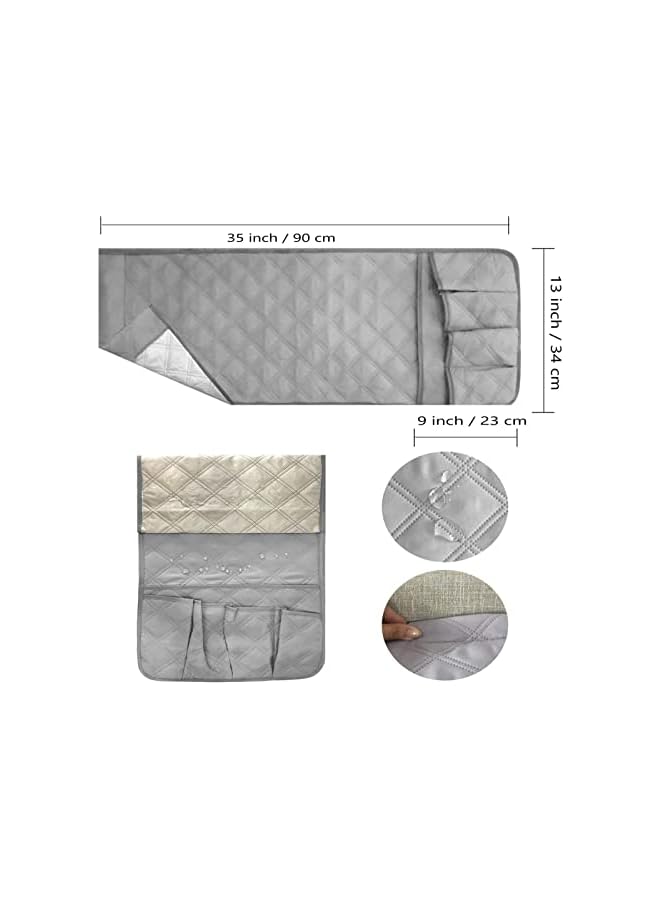 The Bros Sofa Armrest Organizer, Armchair Caddy Remote Control Holder for Recliner Couch, Arm Chair Caddy Anti-Slip Armchair Storage Bag with 5 Pockets for Magazine, Tablet, Phone, iPad, Grey - Image 3