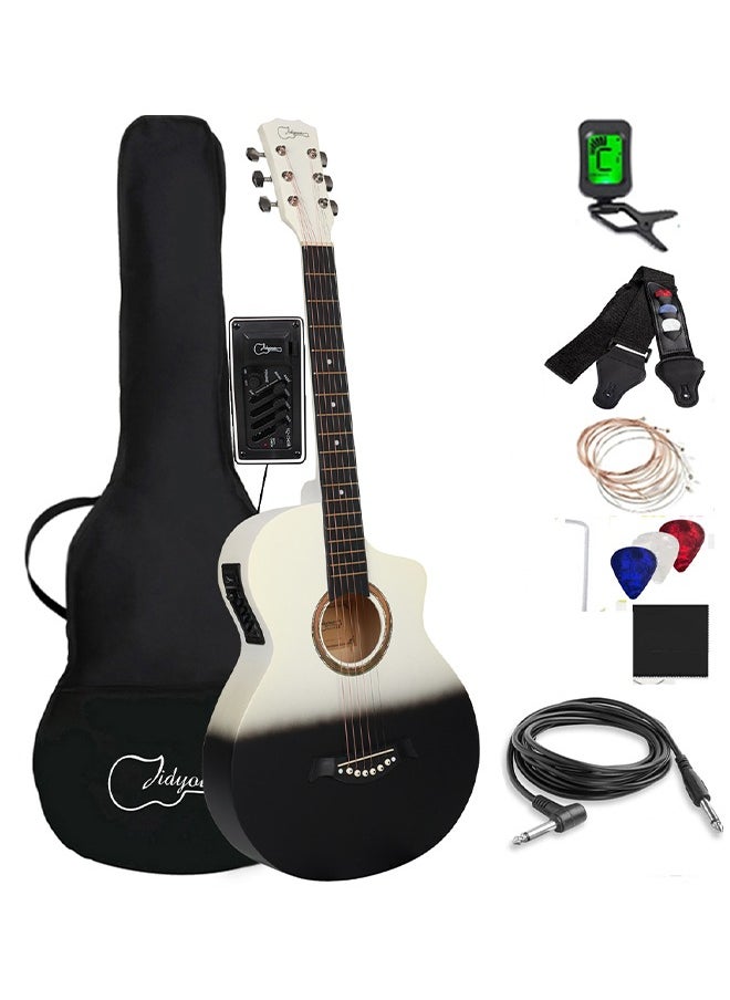 Jidyous 38-Inch Acoustic Folk 6-String Guitar With Bag And 7-Piece Accessories  - Image 1
