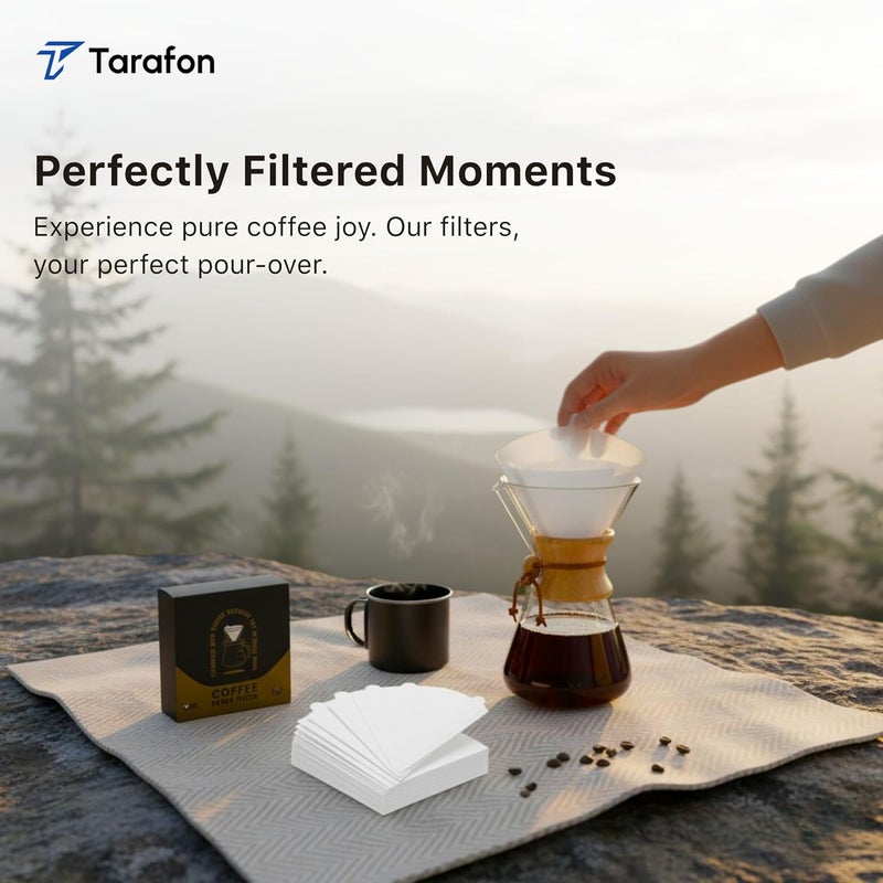 TARAFON 100 Pcs White V60 Coffee Filter Paper | ورق تصفية القهوة الأبيض V60 | Unbleached Filters for Pour Over, Drip & Manual Coffee Makers | Box Packed - Image 5