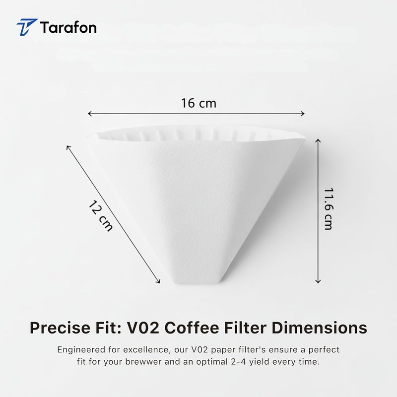 TARAFON 100 Pcs White V60 Coffee Filter Paper | ورق تصفية القهوة الأبيض V60 | Unbleached Filters for Pour Over, Drip & Manual Coffee Makers | Box Packed - Image 2