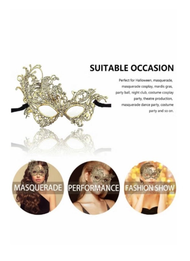 Excefore Masquerade Mask for Couples, Mardi Gras Venetian Side flower Mask, Ball Masks, Metal Prom Women Men (2 PCS)  - Image 2