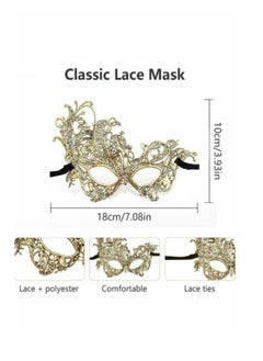 Excefore Masquerade Mask for Couples, Mardi Gras Venetian Side flower Mask, Ball Masks, Metal Prom Women Men (2 PCS)  - Image 3