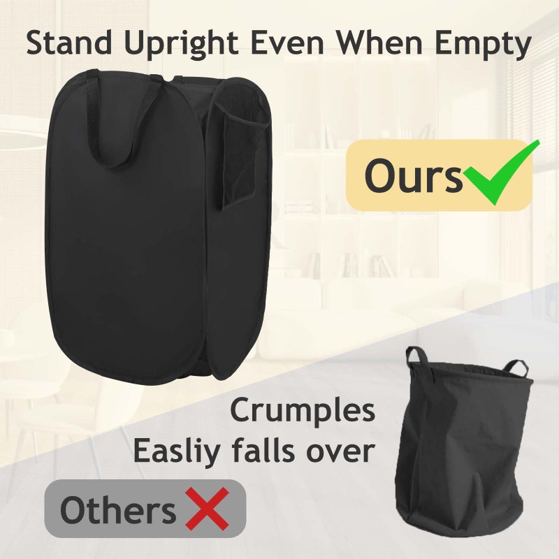 HOUSE AGAIN Upgraded Polyester Pop-up Laundry Hamper 2 Pack, 70L(18.5 Gal) Laundry Basket with Durable Handles Solid Bottom High Carbon Steel Frame and Side Pocket, Easy to Open Fold Flat for Storage - Image 5