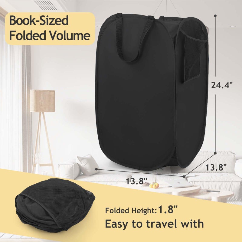 HOUSE AGAIN Upgraded Polyester Pop-up Laundry Hamper 2 Pack, 70L(18.5 Gal) Laundry Basket with Durable Handles Solid Bottom High Carbon Steel Frame and Side Pocket, Easy to Open Fold Flat for Storage - Image 2