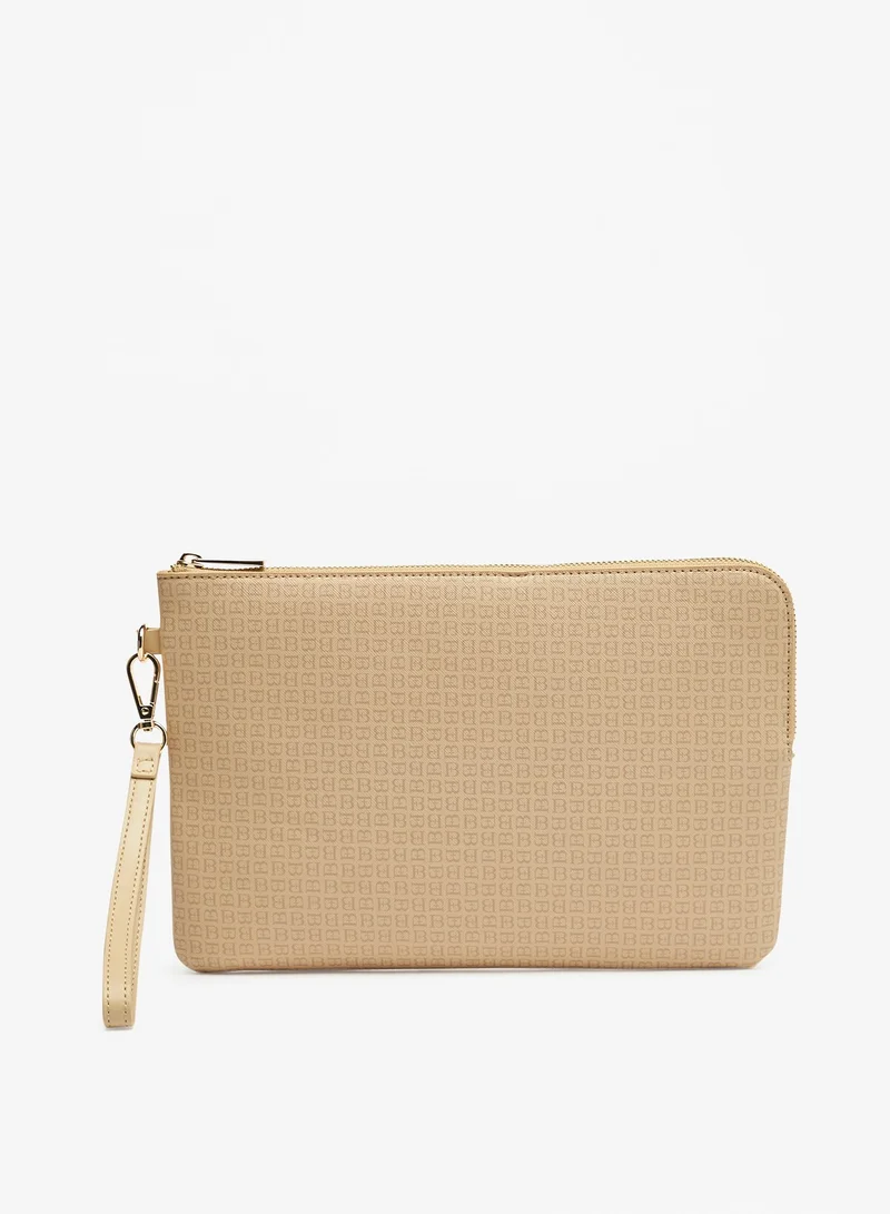 Flora Bella By Shoexpress Printed Pouch with Wristlet Strap and Zip Closure