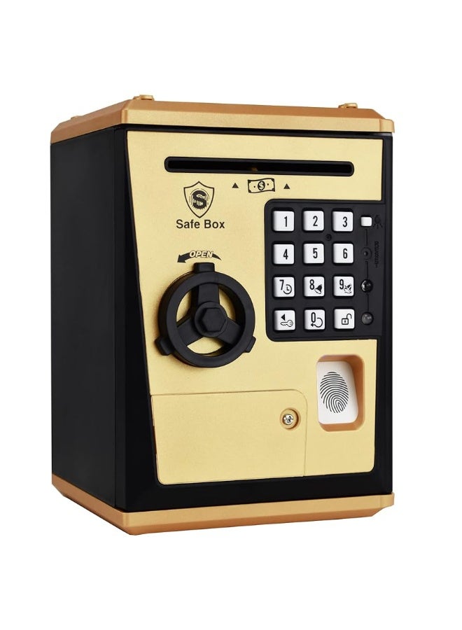 LIKE Toy Piggy Bank Safe Box Fingerprint ATM Bank ATM Machine Money Coin Savings Bank for Kids Golden - Image 4