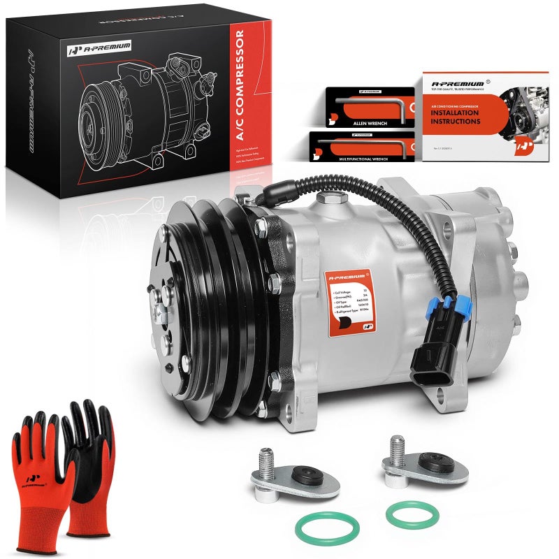 A-Premium APremium AC Compressor with Clutch Compatible with Volvo ACL VNVNLVNM WCWGWHWI WhiteGMC ACL J9C0 WAH WCA WG WHL WHM WIA WIL More SD7H15 Style - Image 2