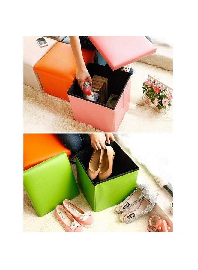 SKYFUN (LABEL) Fabric Linen Collapsible Folding Ottoman Footrest Sitting Cum Storage Cube Stool Bag Bedding Organizer (Beige) - Image 5