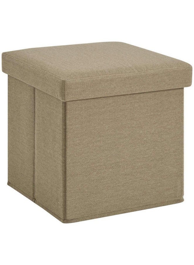 SKYFUN (LABEL) Fabric Linen Collapsible Folding Ottoman Footrest Sitting Cum Storage Cube Stool Bag Bedding Organizer (Beige) - Image 2
