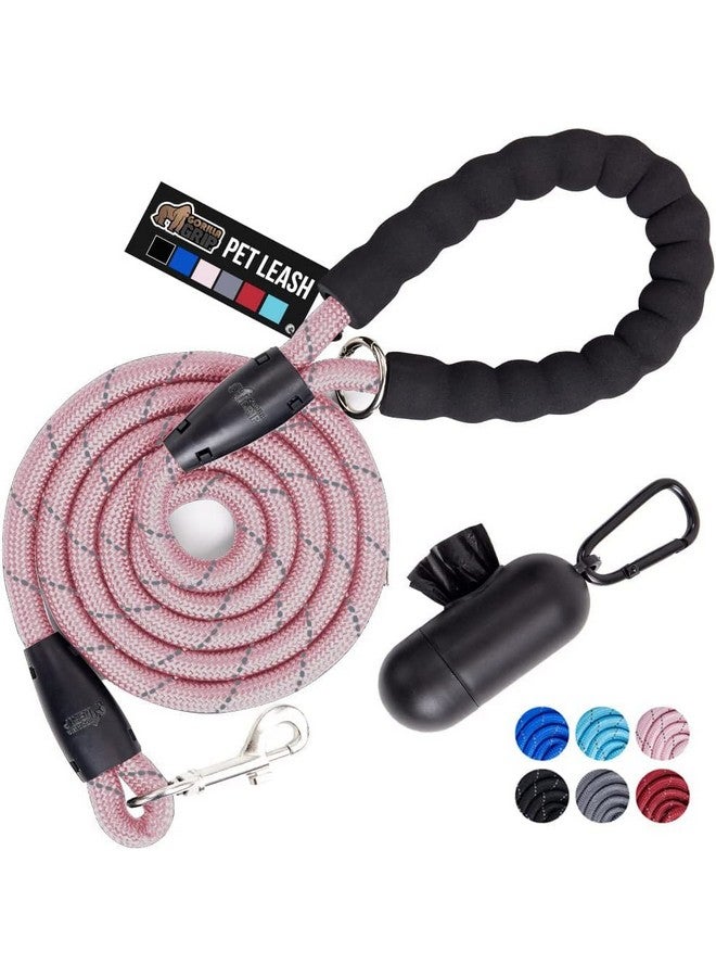 Gorilla Grip Gorilla Grip Dog Leash, Heavy Duty Reflective Rope Leashes for Large, Medium, Small Breed Dogs, Puppy Training Essential for Walks, Hikes, Soft Handle, Rotating Metal Clip, Waste Bag Dispenser, Pink - Image 1