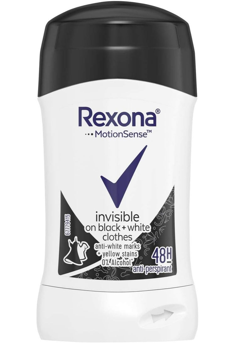 Rexona Women's Stick Deodorant Invisible On Black+White Clothes 48 Hour Effect 40 g - Image 1