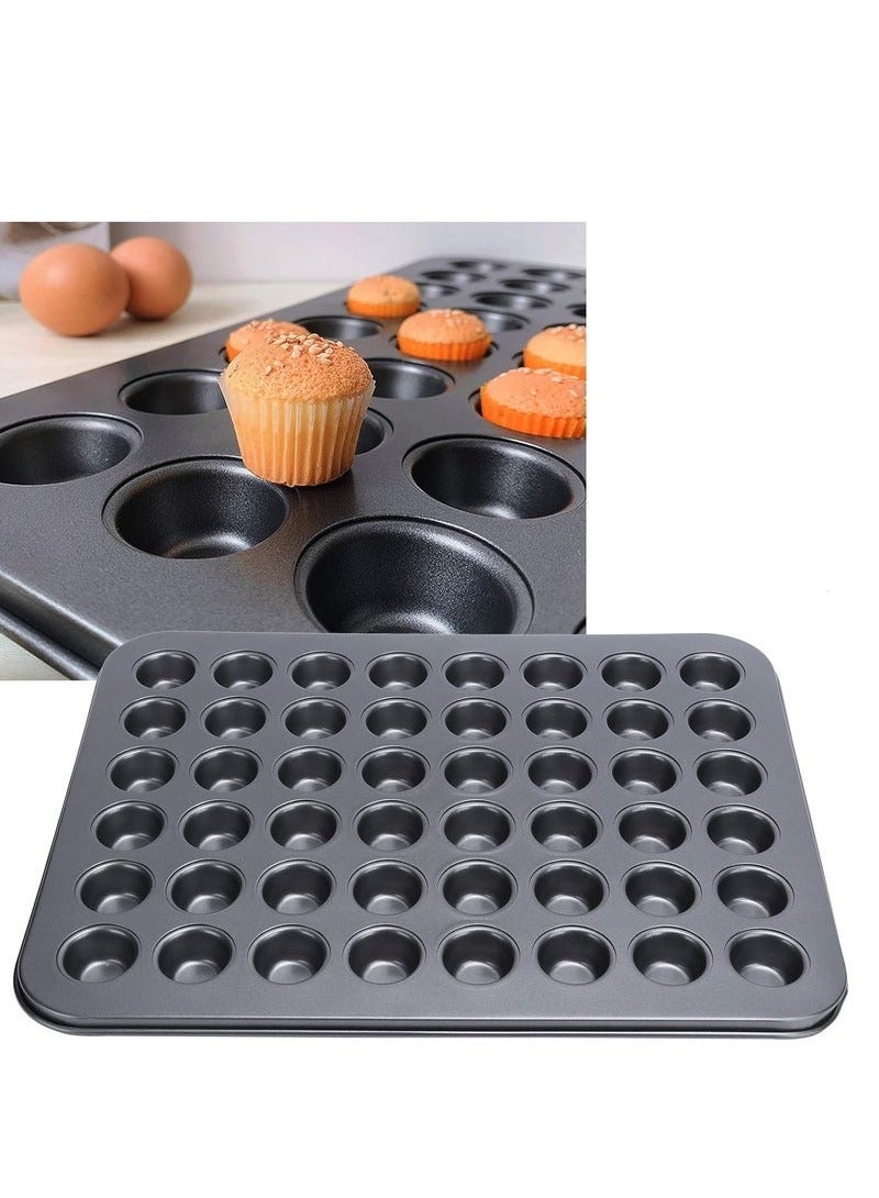 1 Pcs 48 Cup Mini Muffin Pan 15.94 x 12.6 x 0.79 Inches Nonstick Small Cupcake Pan Steel Mini Muffin Tin for Baking Cheesecake Tailgate Party supplies, Dishwasher Safe (Black)  - Image 1