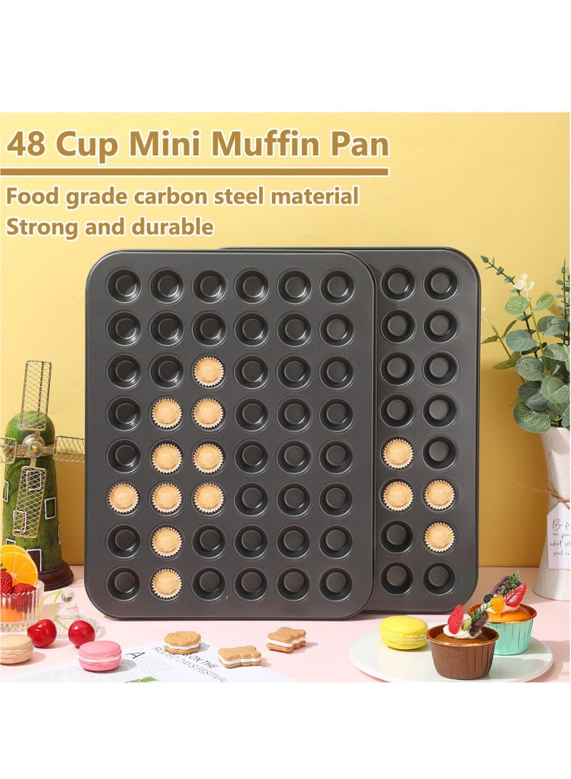 1 Pcs 48 Cup Mini Muffin Pan 15.94 x 12.6 x 0.79 Inches Nonstick Small Cupcake Pan Steel Mini Muffin Tin for Baking Cheesecake Tailgate Party supplies, Dishwasher Safe (Black)  - Image 4