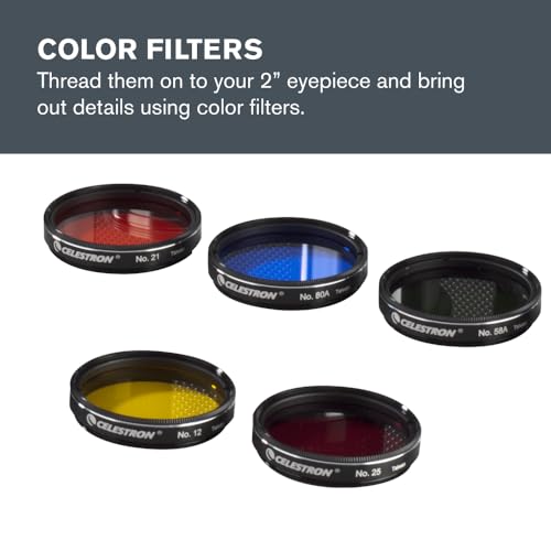 Celestron – 2” Eyepiece and Filter Accessory Kit – 12 Piece Telescope Accessory Set – E-Lux Telescope Eyepiece – Barlow Lens – Colored Filters – Diagonals – Sturdy Metal Carry Case - Image 4