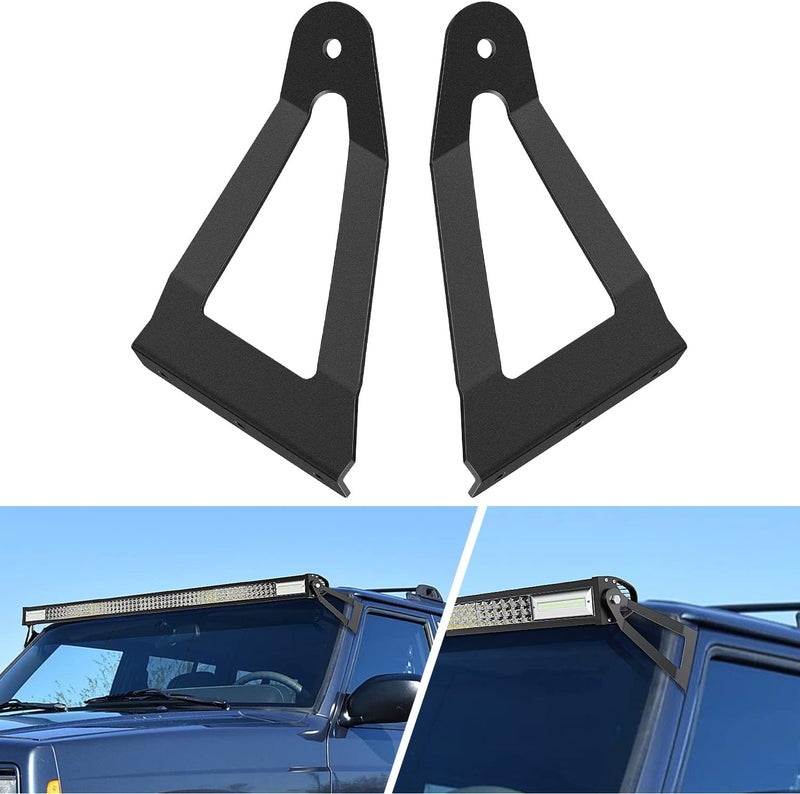 Nilight 2PCS 50” Curved LED Light Bar Bracket at Upper Windshield Roof Cab for 1984-2001 Jeep Cherokee XJ & 1986-1992 Comanche MJ, 2 Years Warranty - Image 1