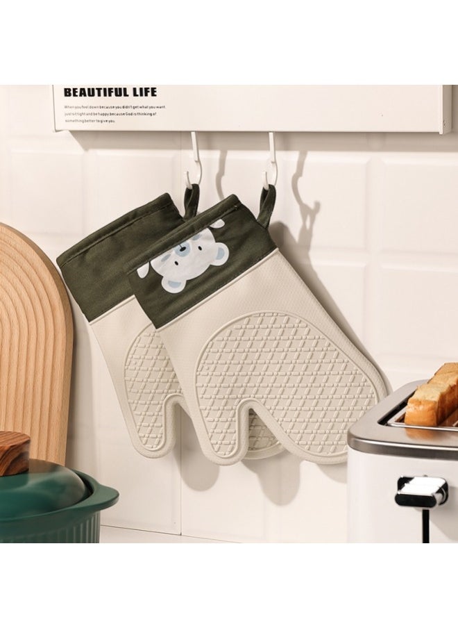 Generic - Silicone Heat-Insulating Gloves Thickened High Temperature Resistant Oven Gloves Baking Kitchen Microwave Oven Special Hand Clip - Image 1