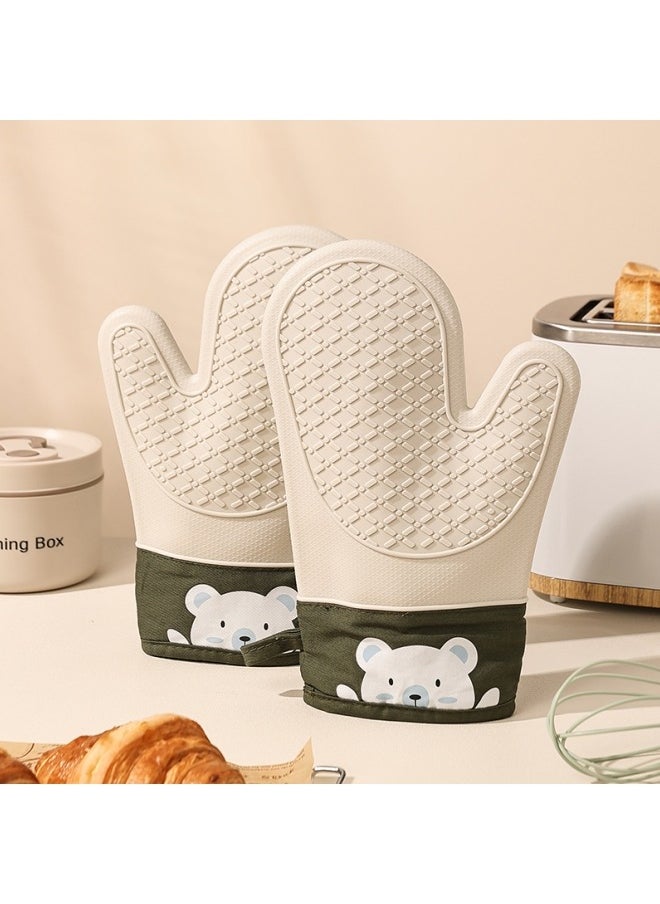 Generic - Silicone Heat-Insulating Gloves Thickened High Temperature Resistant Oven Gloves Baking Kitchen Microwave Oven Special Hand Clip - Image 1