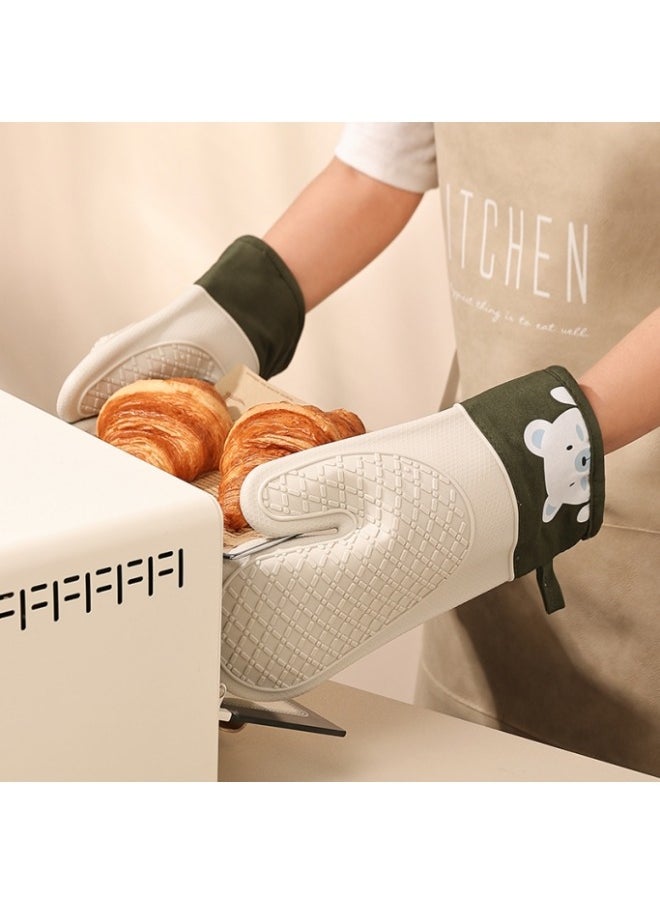 Generic - Silicone Heat-Insulating Gloves Thickened High Temperature Resistant Oven Gloves Baking Kitchen Microwave Oven Special Hand Clip - Image 1