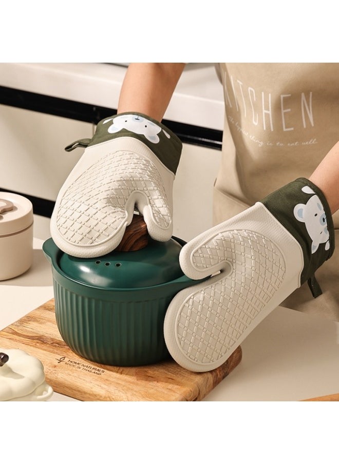 Generic - Silicone Heat-Insulating Gloves Thickened High Temperature Resistant Oven Gloves Baking Kitchen Microwave Oven Special Hand Clip - Image 1