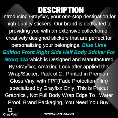 Grayfixx Blue Lime Edition Front Side Half Sticker for Ntorq | Made in Premium Gloss Vinyl with FPF(Fade Protection Film), Water Proof, Precut Sticker, Pack of 1-Self-Adhesive - Image 4