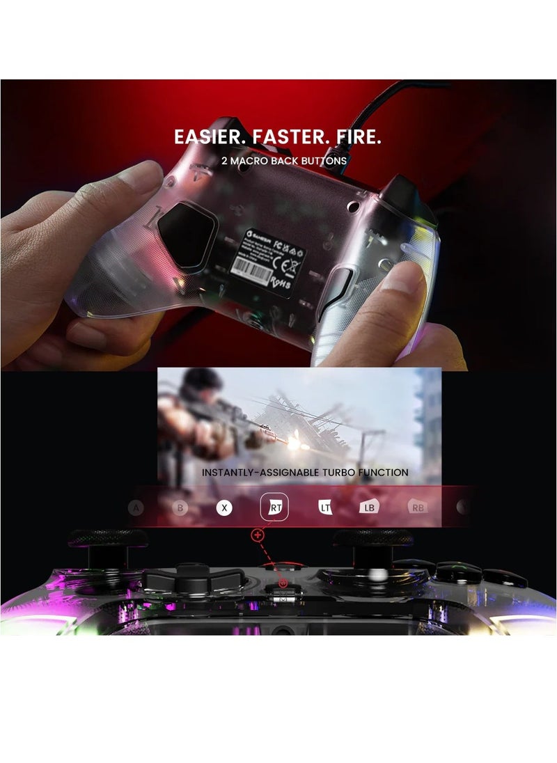 General - Wired Gamepad GameSir T4 Kaleid Transparent Game Controller for PC Switch Android TV Box RGB Hue Color Lights with Turbo/Programmable/3.5mm Audio Jack - Image 1