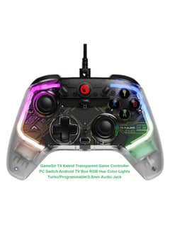 Wired Gamepad GameSir T4 Kaleid Transparent Game Controller for PC Switch Android TV Box RGB Hue Color Lights with Turbo/Programmable/3.5mm Audio Jack