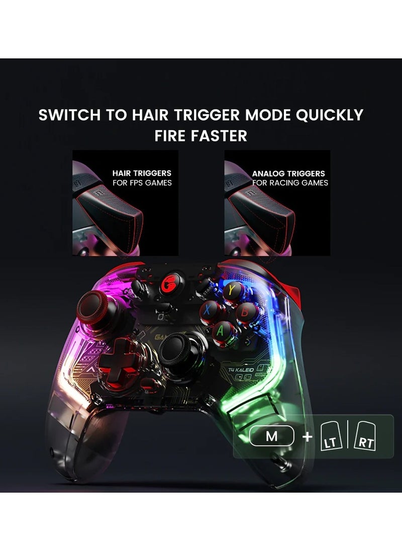 General - Wired Gamepad GameSir T4 Kaleid Transparent Game Controller for PC Switch Android TV Box RGB Hue Color Lights with Turbo/Programmable/3.5mm Audio Jack - Image 1