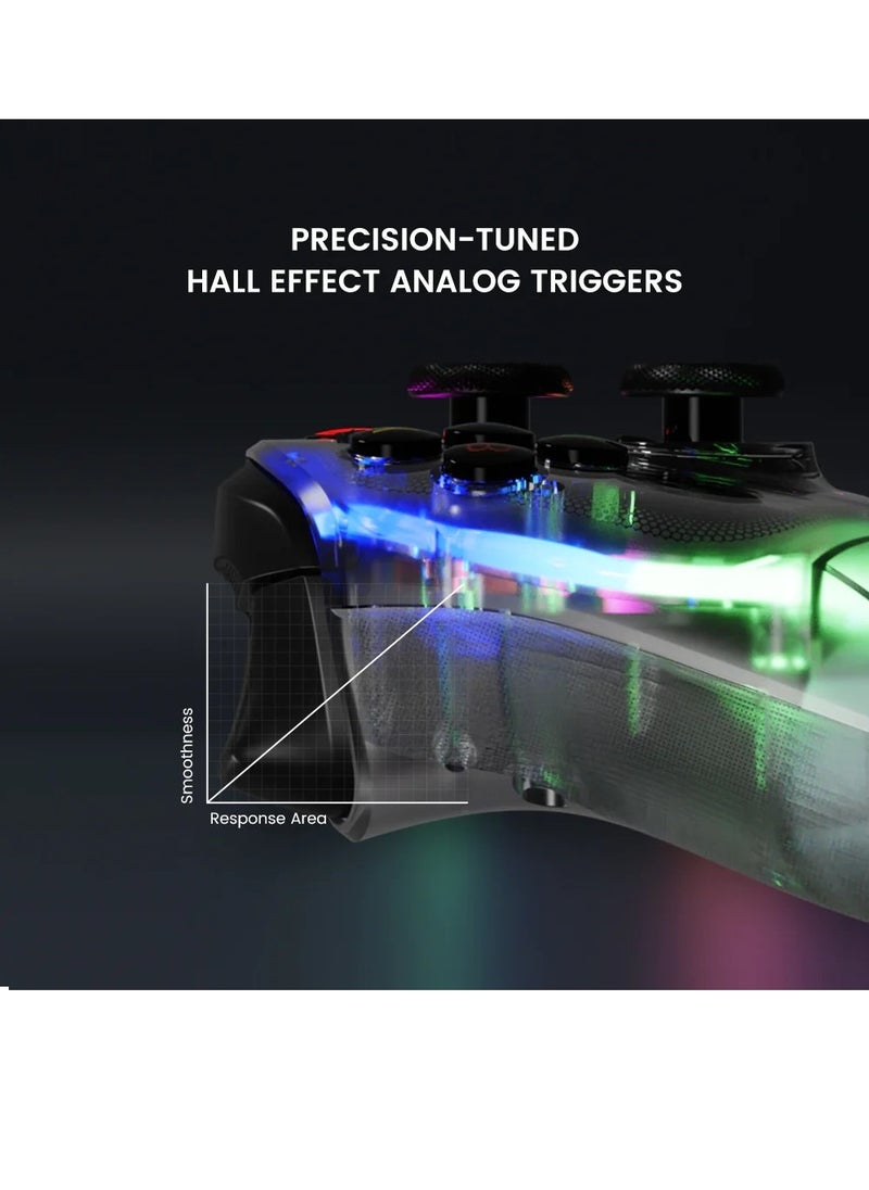 General - Wired Gamepad GameSir T4 Kaleid Transparent Game Controller for PC Switch Android TV Box RGB Hue Color Lights with Turbo/Programmable/3.5mm Audio Jack - Image 1