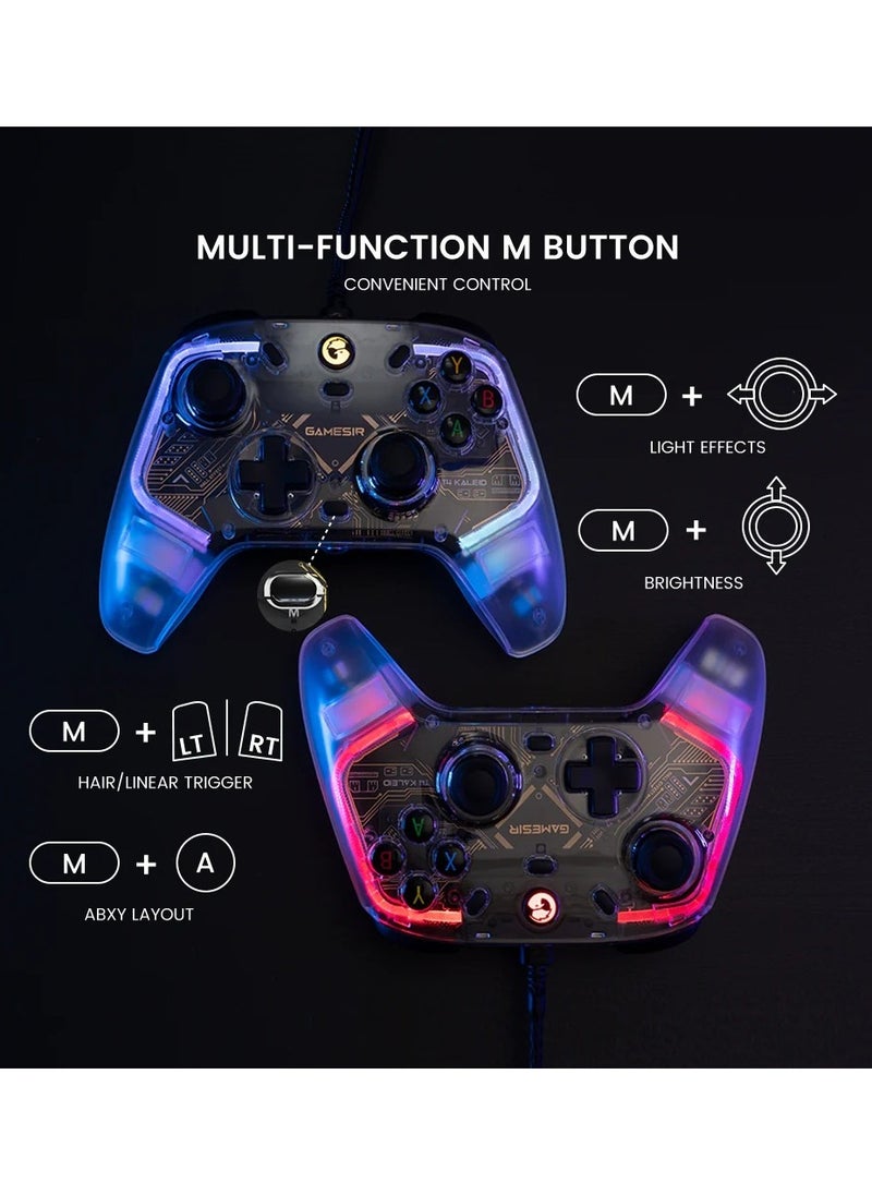 General - Wired Gamepad GameSir T4 Kaleid Transparent Game Controller for PC Switch Android TV Box RGB Hue Color Lights with Turbo/Programmable/3.5mm Audio Jack - Image 1