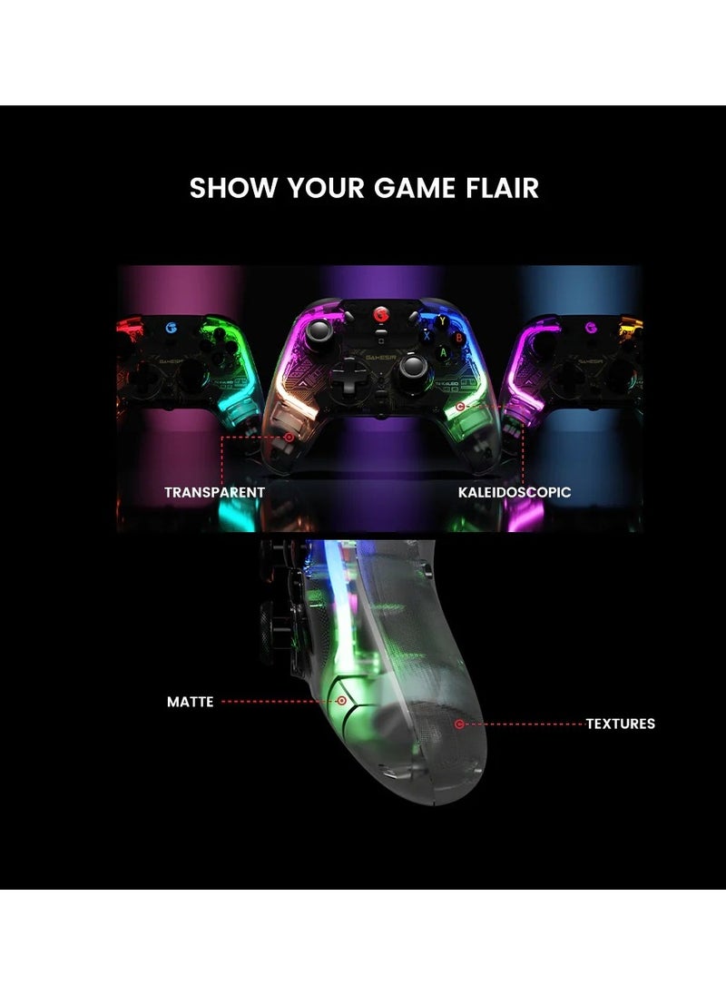 General - Wired Gamepad GameSir T4 Kaleid Transparent Game Controller for PC Switch Android TV Box RGB Hue Color Lights with Turbo/Programmable/3.5mm Audio Jack - Image 1