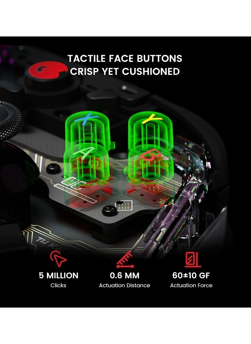 General - Wired Gamepad GameSir T4 Kaleid Transparent Game Controller for PC Switch Android TV Box RGB Hue Color Lights with Turbo/Programmable/3.5mm Audio Jack - Image 1