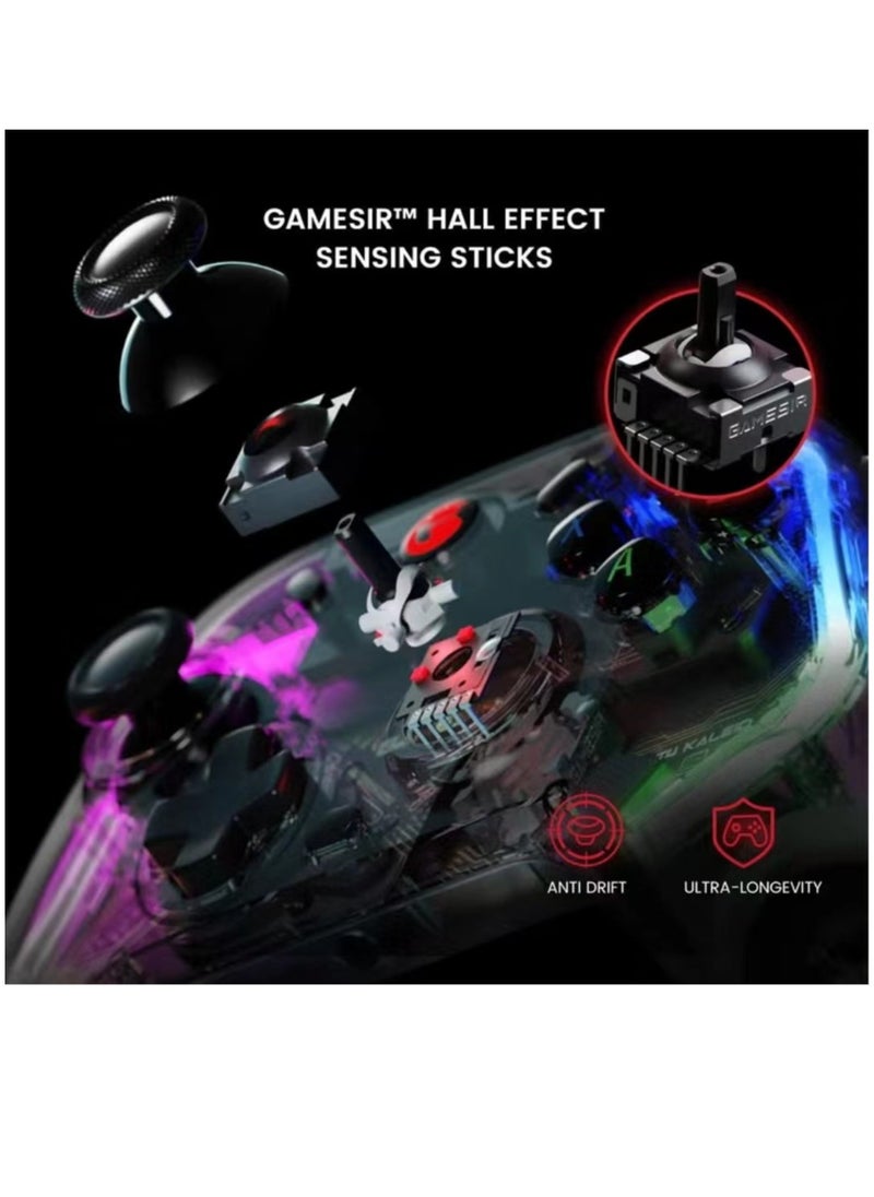 General - Wired Gamepad GameSir T4 Kaleid Transparent Game Controller for PC Switch Android TV Box RGB Hue Color Lights with Turbo/Programmable/3.5mm Audio Jack - Image 1