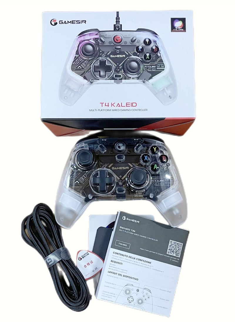 General - Wired Gamepad GameSir T4 Kaleid Transparent Game Controller for PC Switch Android TV Box RGB Hue Color Lights with Turbo/Programmable/3.5mm Audio Jack - Image 1