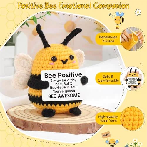 Aeenioy 1 Piece, Crochet Toys, Bee Soft Toy, Cute Handmade Gift for Women, Men, Friends, Desk Decor, Home Decor, Stress Relief Companion, Travel Buddy - Image 3