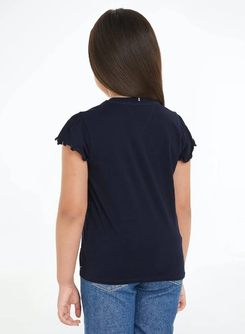 TOMMY HILFIGER Flower Glitter Regular Short Sleeve T-Shirt