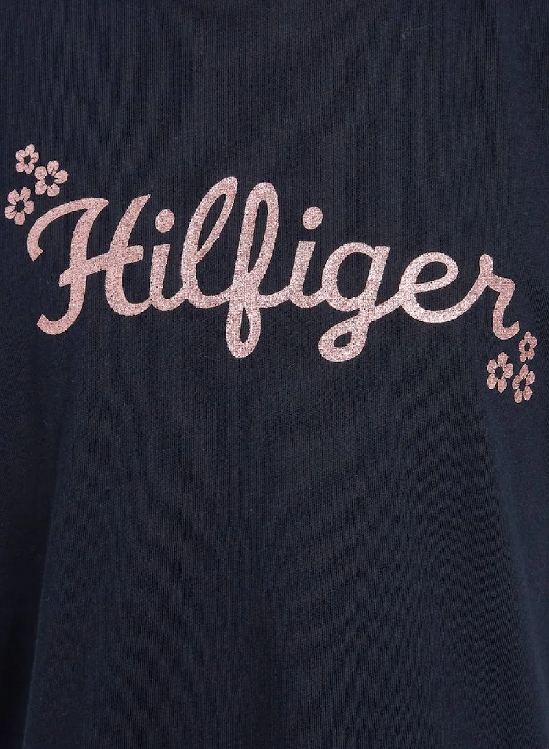 TOMMY HILFIGER Flower Glitter Regular Short Sleeve T-Shirt