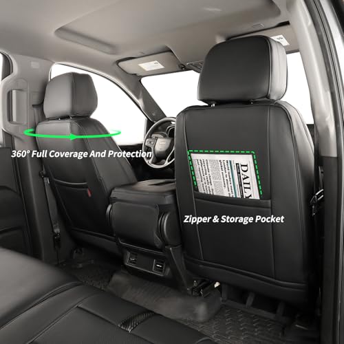 coverdream Silverado Seat Covers for 2019-2026 Chevy Silverado & GMC Sierra 1500/2500/3500 CrewCab w/Rear Seat Storage Pickup Seat Cushion,Waterproof Faux Leather Truck Seat Protector(Full Set,Black/Red) - Image 2