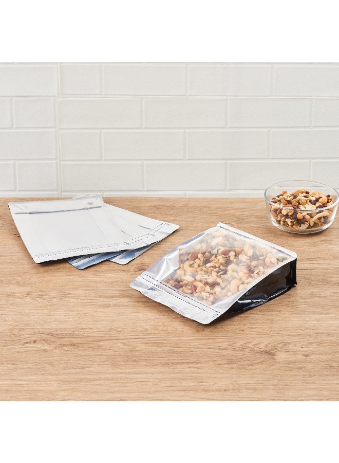 Restaurantware Bag Tek 9.4 X 7.5 X 2.8 Inch Large Snack Bags, 100 Food Storage Heat Seal Bags - Resealable, With Clear Window, Black PET Zipper Lock Pouches, No Messy Spills, With Durable Design - Image 4