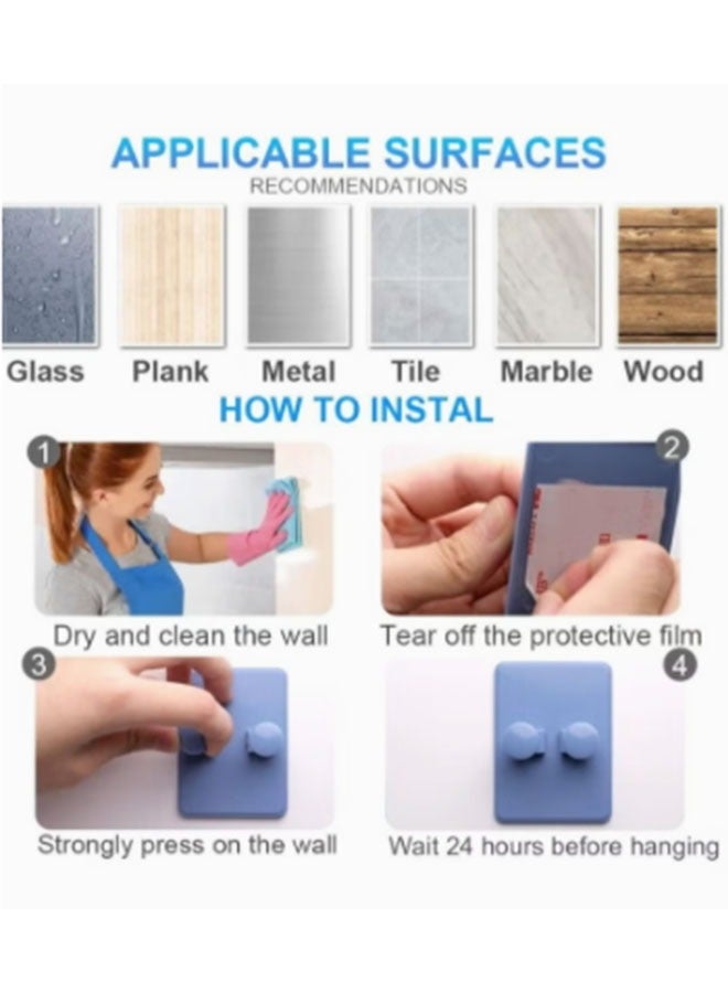 حامل حلاقة 8 قطع للاستحمام ، حامل حلاقة مثبت على الحائط ، حاملات ذاتية اللصق خطافات للحمامات مكتب منزلي - Image 5