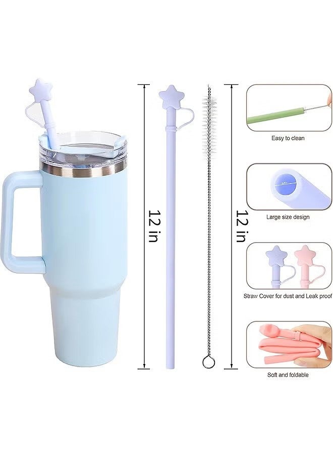 واي جيه 3 قطع استبدال قشور السيليكون الطويلة مع شكل نجمة غطاء القش، قشور السيليكون القابلة لإعادة الاستخدام، لملحقات ستانلي تمبلر - Image 2