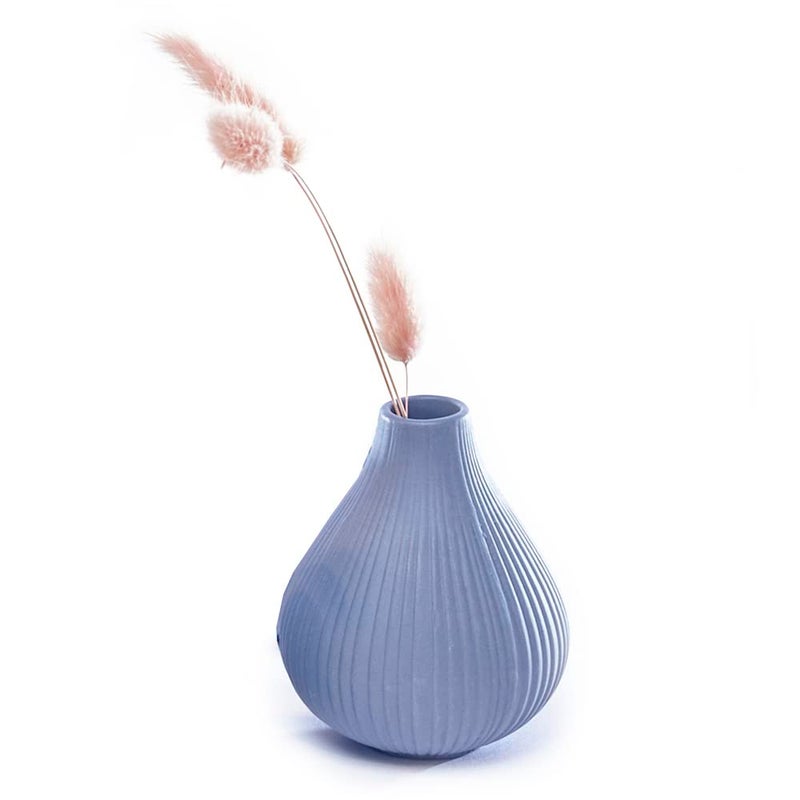 Chive â€˜Frostâ€™ Ceramic Flower Vase â€” Set of 6 Beautiful Small Bud Vases for Flowers & House Plants â€” Perfect Shelf Centerpieces and Living Room Decor â€” Blue Gray - Image 2