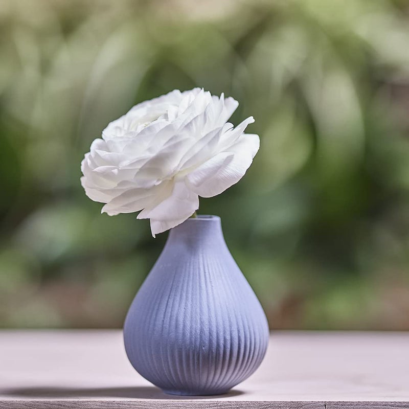 Chive â€˜Frostâ€™ Ceramic Flower Vase â€” Set of 6 Beautiful Small Bud Vases for Flowers & House Plants â€” Perfect Shelf Centerpieces and Living Room Decor â€” Blue Gray - Image 5