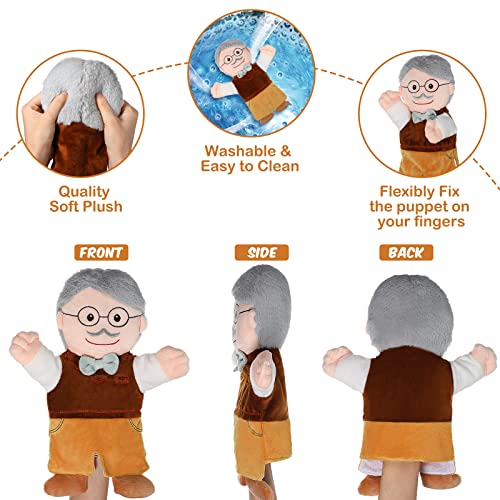 Civaner 6 Pieces Hand Puppet Set 11.8 Inch Family Members Puppets Theater Mother, Father, Son, Daughter and Grandparents for Storytelling, Teaching, Preschool, Role Play(Basic Style) - Image 4