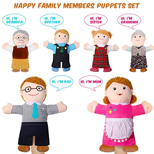 Civaner 6 Pieces Hand Puppet Set 11.8 Inch Family Members Puppets Theater Mother, Father, Son, Daughter and Grandparents for Storytelling, Teaching, Preschool, Role Play(Basic Style) - Image 3