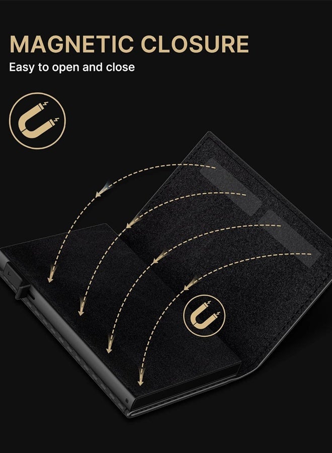 Mens Wallet Card Holder for AirTag, Smart Magnetic leather wallet for Apple Air Tag, Mens Wallet with RFID Blocking, Slim, Carbon Fiber Texture, 9-14 Card Capacity | ID Window | Cash Slot  - Image 3